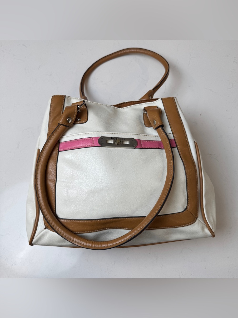 Rosetti White, Tan & Pink purse